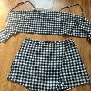 Black and White Gingham Two-Piece Set